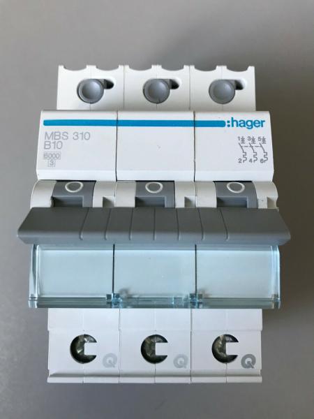 Hager MBS310 Leitungsschutzschalter 10A, 3polig mit QuickConnect